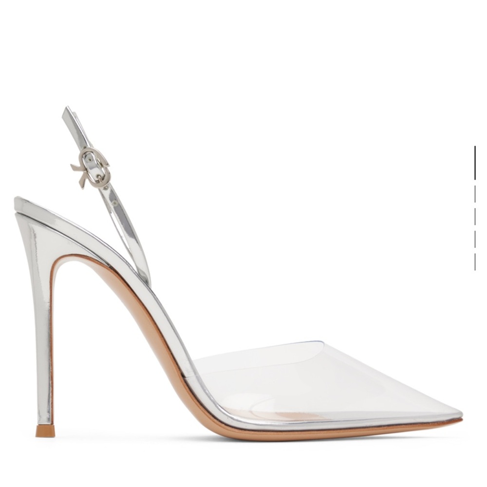 GIANVITO ROSSI Silver Ribbon D’Orsay 105 Heels